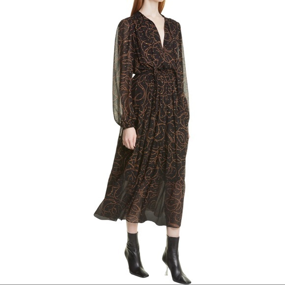 A.L.C. Marlowe Long Sleeve Silk Blend Maxi Dress 0 NWT - Picture 1 of 12